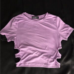 Liz & Sara Lavender Cut-Out Short Sleeve Top